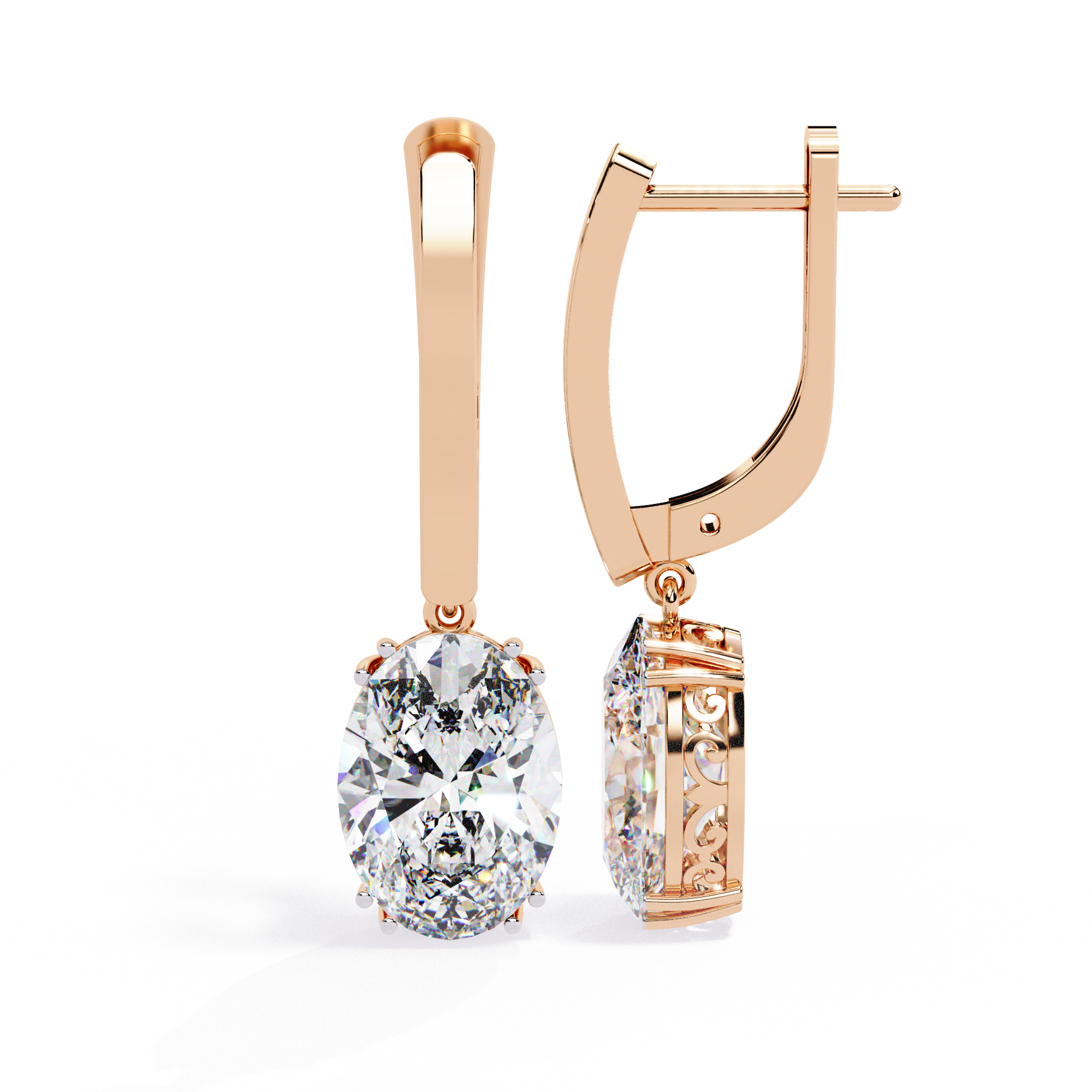 Oval-Cut Diamond Drop Earrings