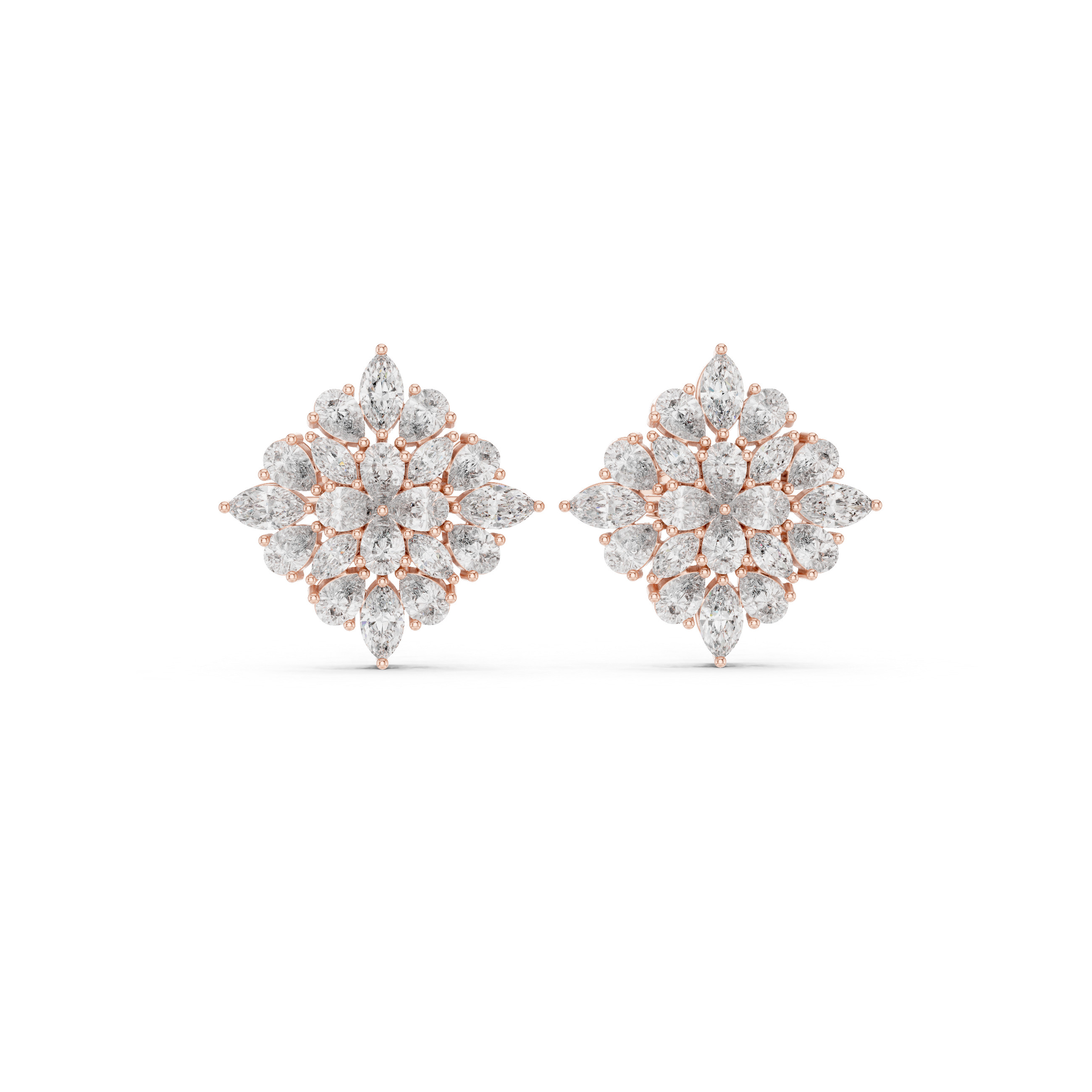 Radiant Rhombus Marquise Diamond Statement Studs
