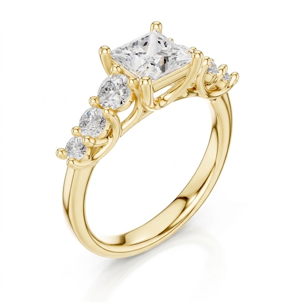 Princess-Cut Gold Accented Ring