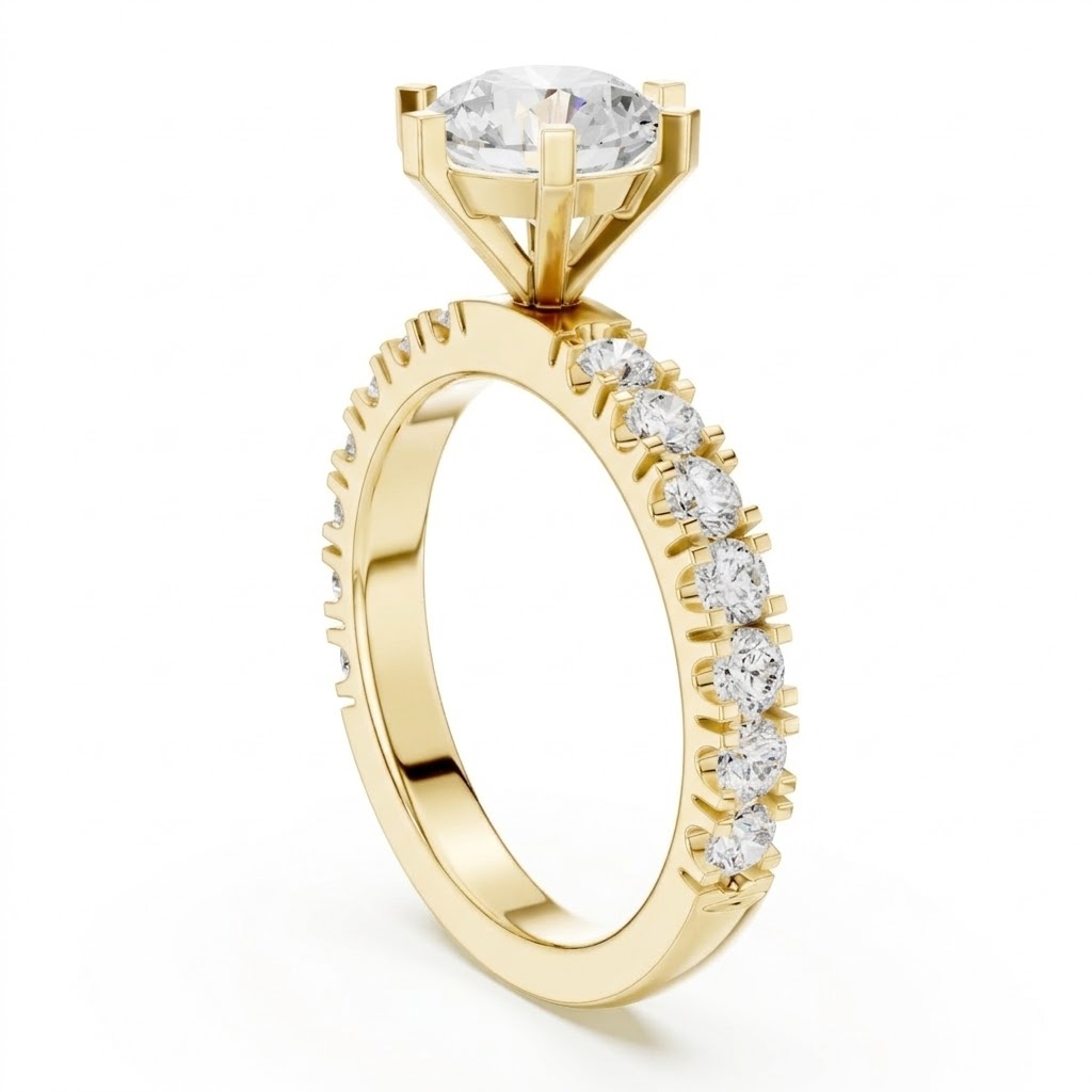 Round Pave Gold Ring