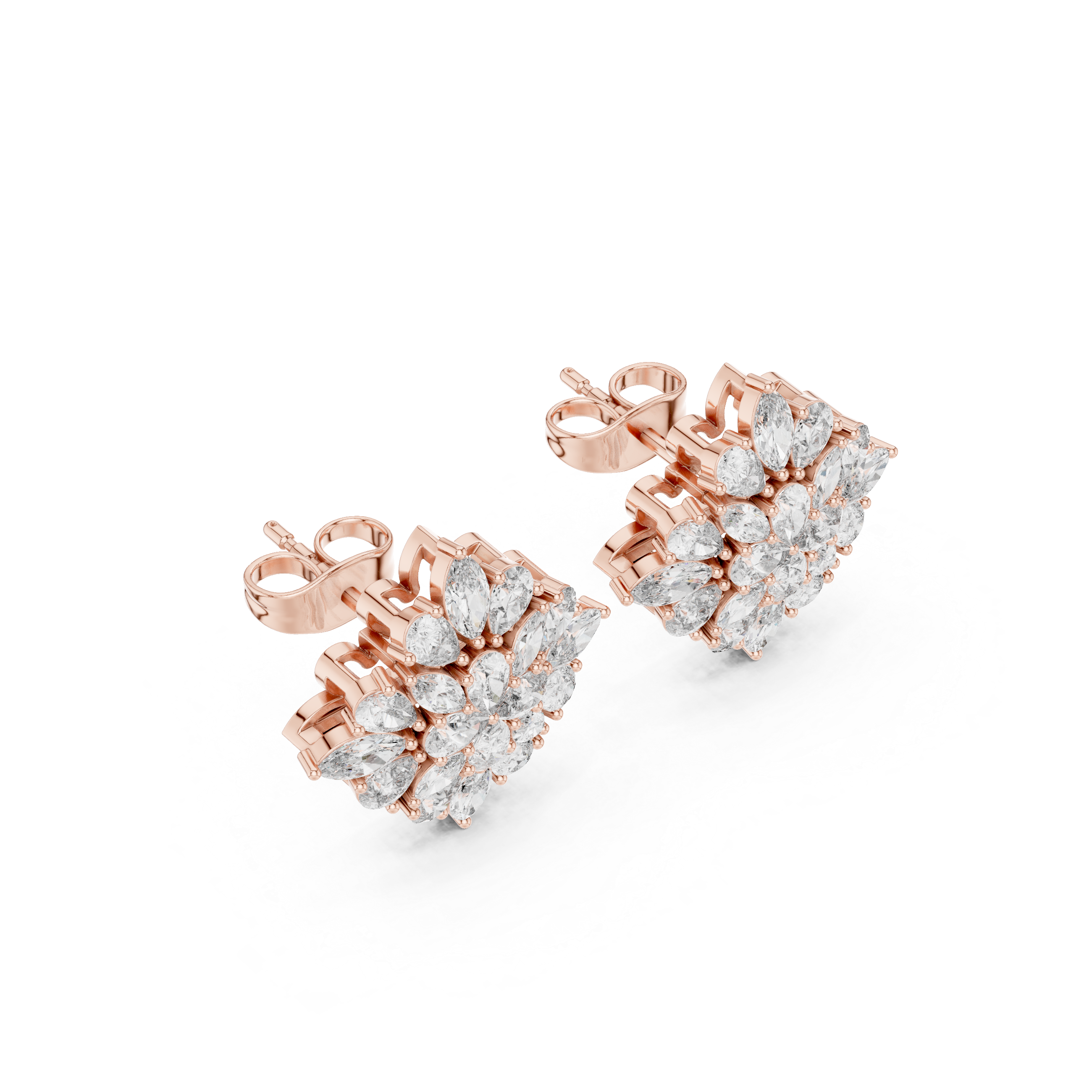 Radiant Rhombus Marquise Diamond Statement Studs