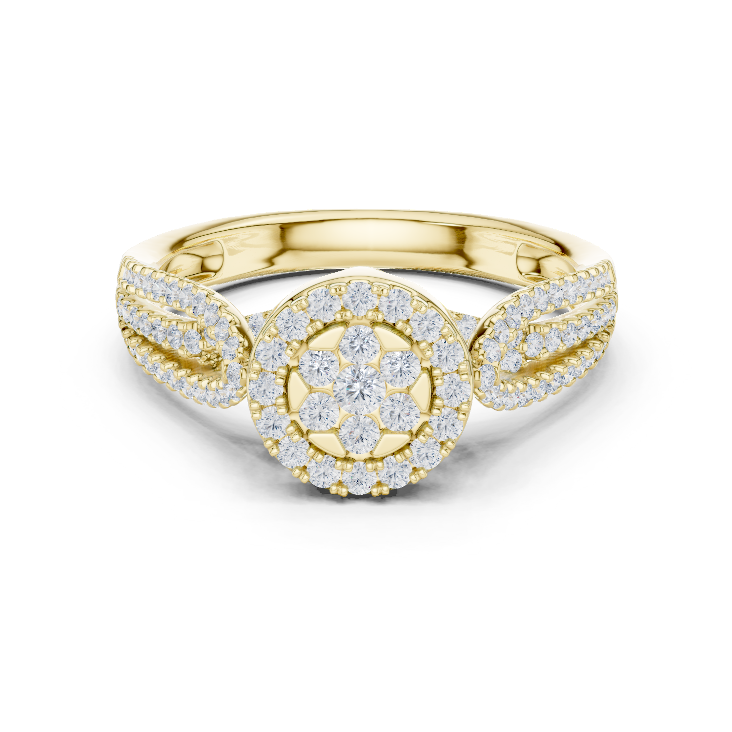 Gemini said Cluster Halo Gold Ring