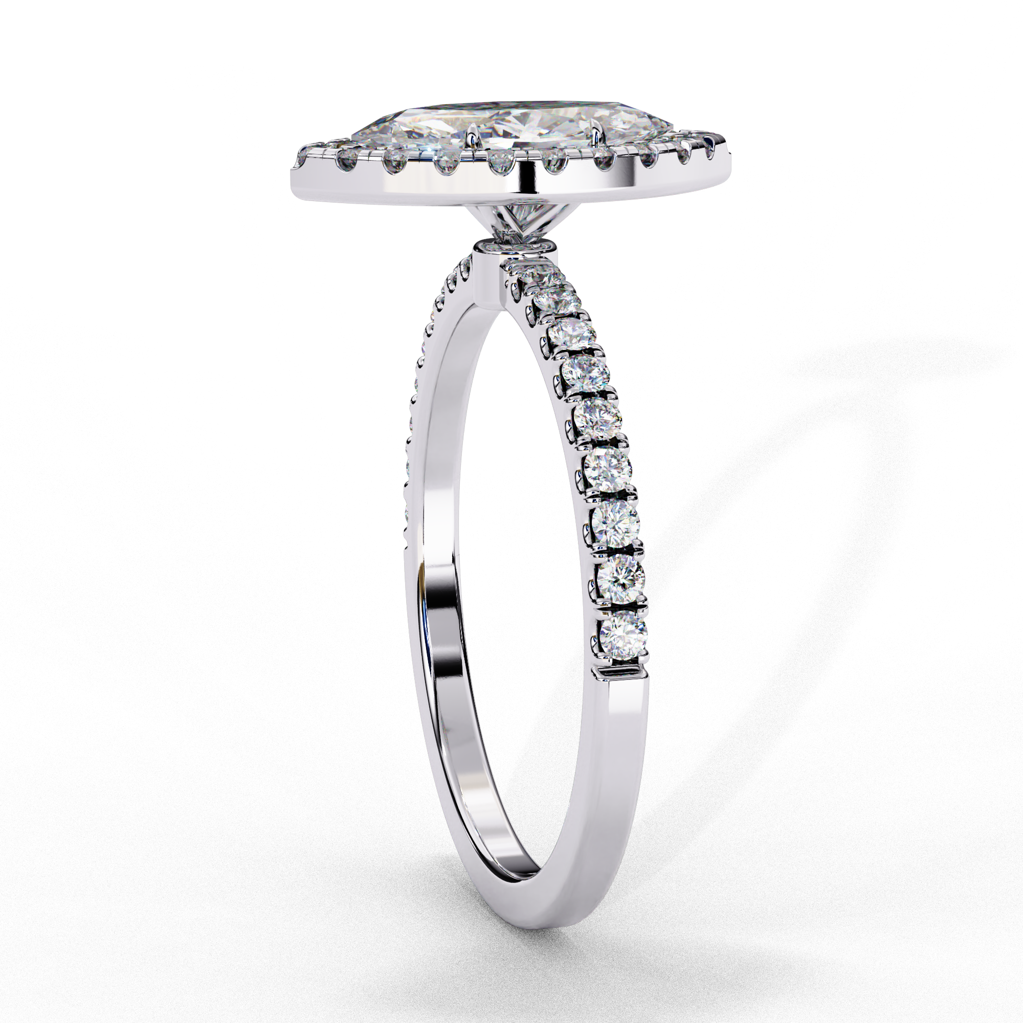 Elegant Marquise-Cut Diamond Halo Engagement Ring