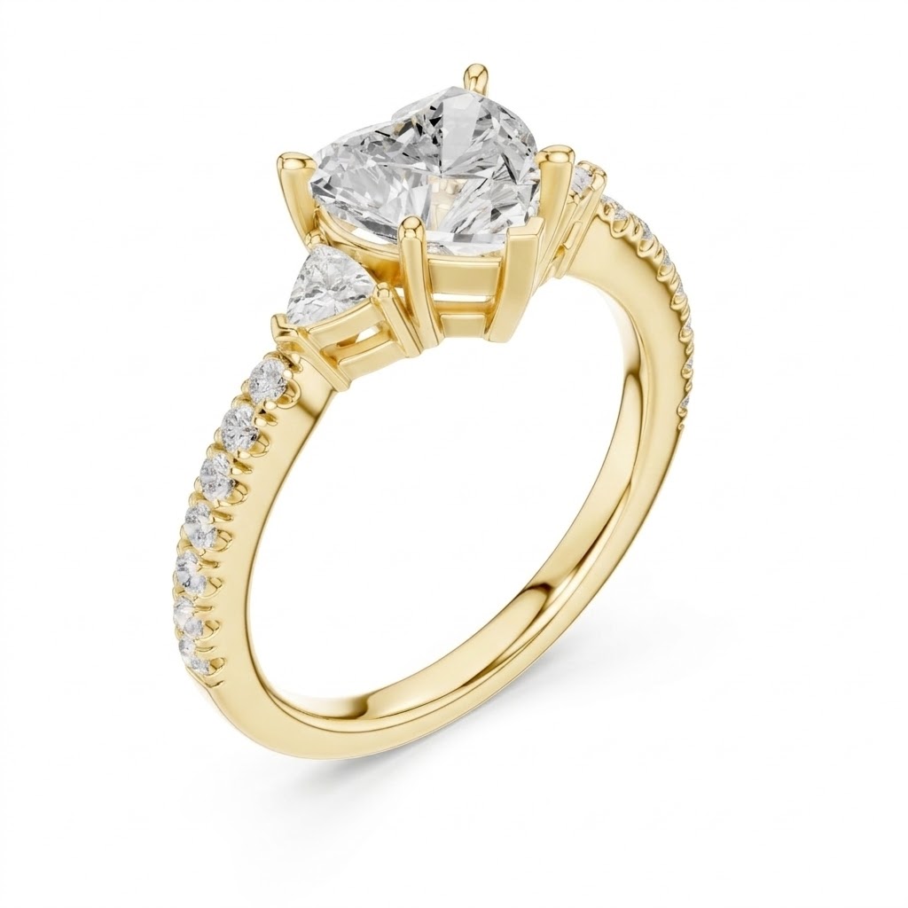 Pavé Heart Cathedral Ring