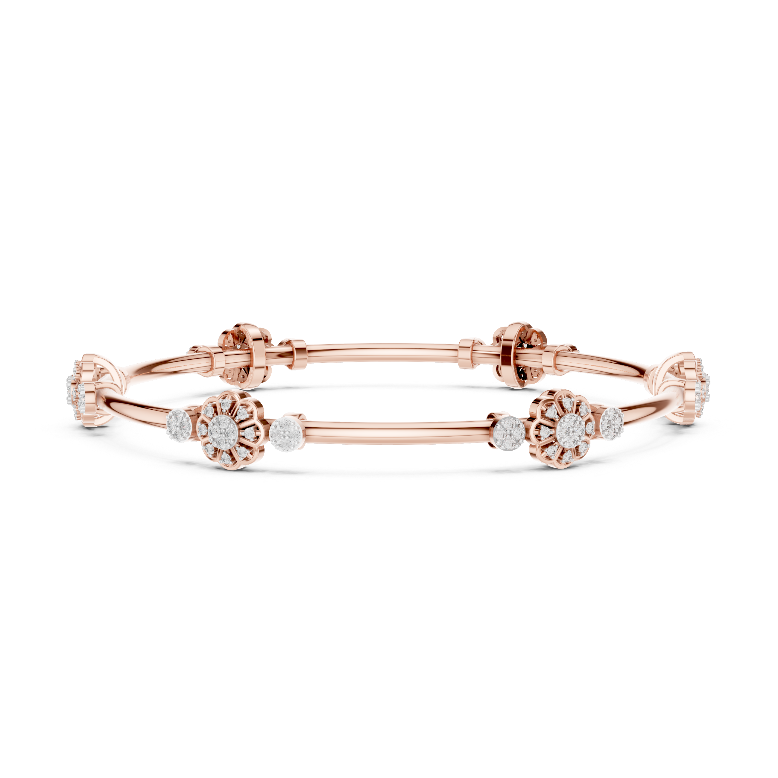 Floral Radiance Diamond Bangle