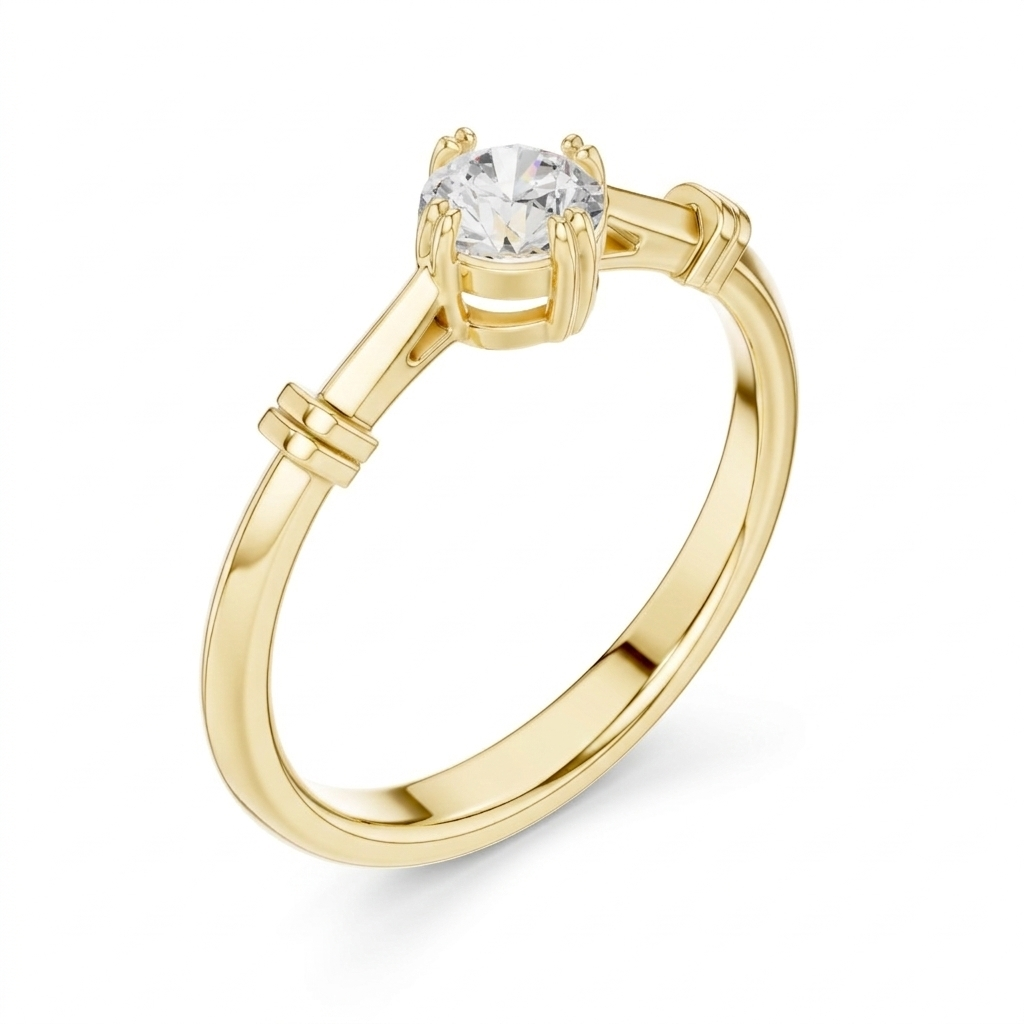 Round Solitaire Gold Ring