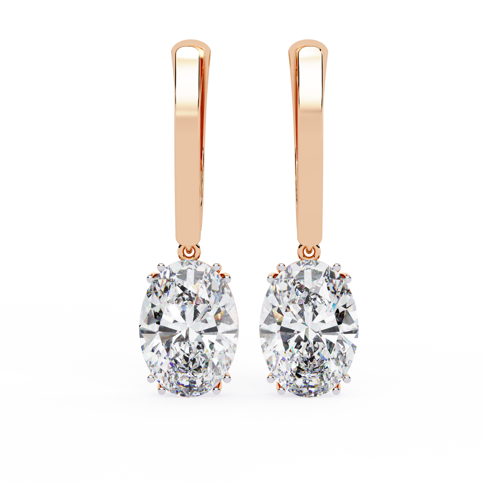 Oval-Cut Diamond Drop Earrings