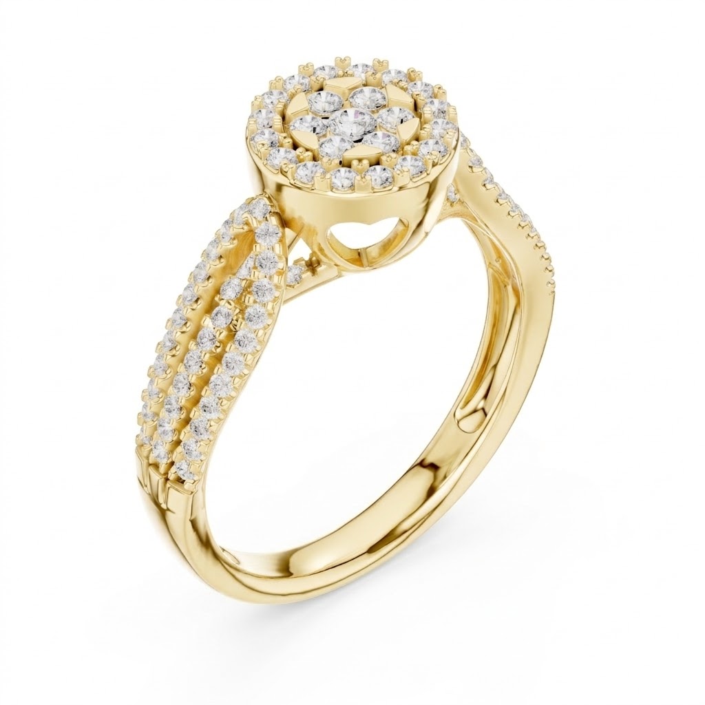 Gemini said Cluster Halo Gold Ring